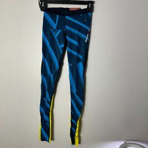 New NWT Reebok Womens Compression Pants Leggings XS Crossfit Blue Yellow
